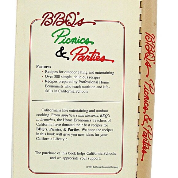 Vintage Spiral California Recipes BBQ’s Picnics & Parties Cookbook Cooking 1991 - Picture 3 of 12